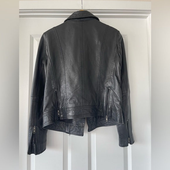 Muubaa Sabik Leather Biker Jacket in Black US 8 100% Sheep Skin - Picture 16 of 17